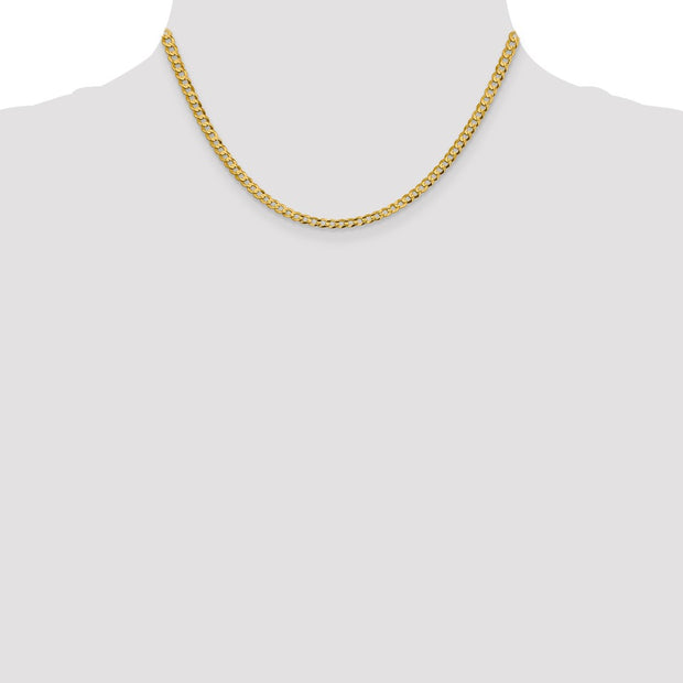 14K 3.7mm Lightweight Flat Cuban with Lobster Clasp Chain