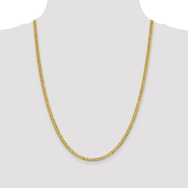 14K 3.7mm Lightweight Flat Cuban with Lobster Clasp Chain