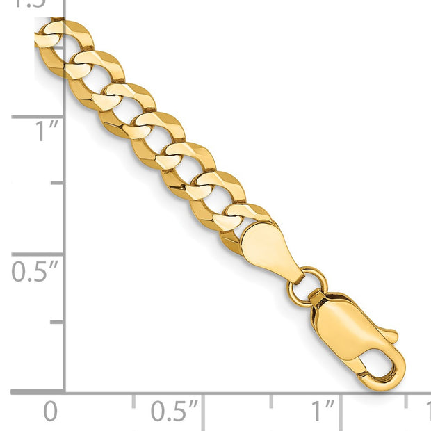 14K 4.7mm Lightweight Flat Cuban with Lobster Clasp Bracelet