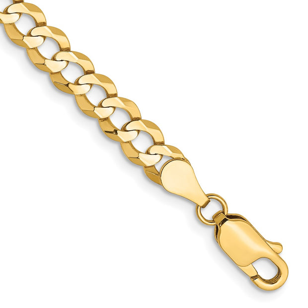 14K 4.7mm Lightweight Flat Cuban with Lobster Clasp Bracelet