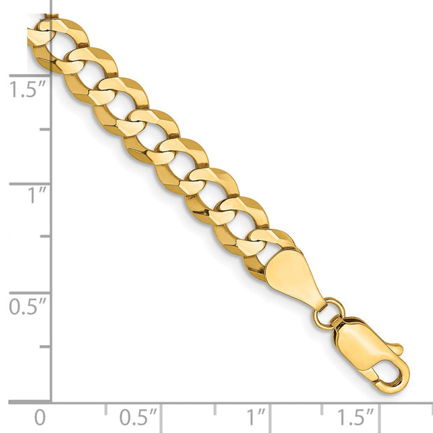 14K 7.2mm Lightweight Flat Cuban with Lobster Clasp Bracelet