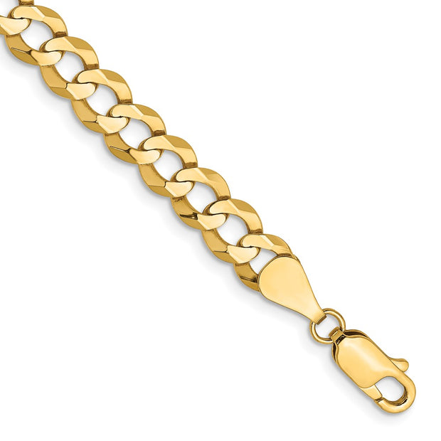 14K 7.2mm Lightweight Flat Cuban with Lobster Clasp Bracelet