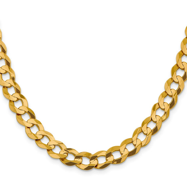 14K 9.4mm Lightweight Flat Cuban with Lobster Clasp Chain