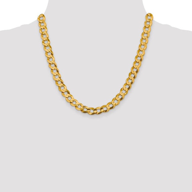 14K 9.4mm Lightweight Flat Cuban with Lobster Clasp Chain