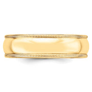 14k Yellow Gold 6mm Milgrain Half Round Wedding Band