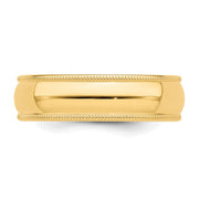 14k Yellow Gold 6mm Milgrain Half Round Wedding Band