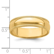 14k Yellow Gold 6mm Milgrain Half Round Wedding Band