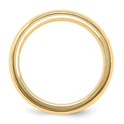 14k Yellow Gold 6mm Milgrain Half Round Comfort Fit Wedding Band