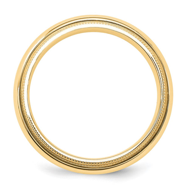 14k Yellow Gold 6mm Milgrain Half Round Comfort Fit Wedding Band