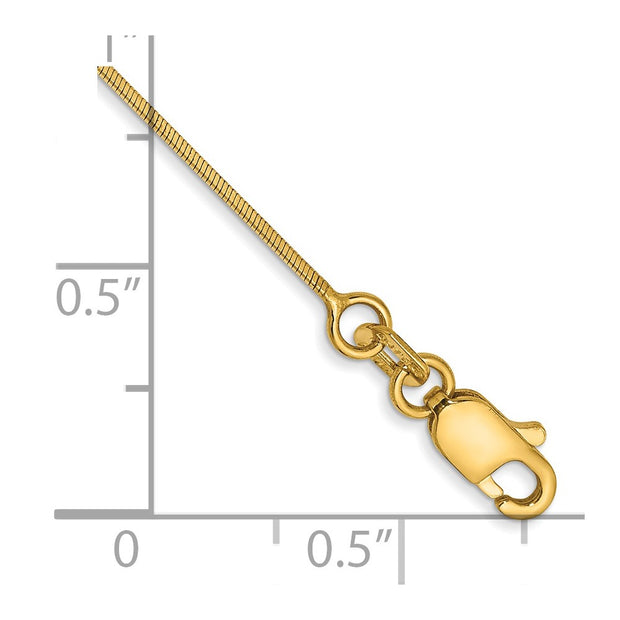 14K .6mm Octagonal Snake with Lobster Clasp Bracelet