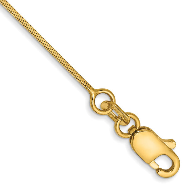 14K .6mm Octagonal Snake with Lobster Clasp Bracelet