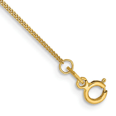 14K .9mm Curb with Spring Ring Clasp Anklet