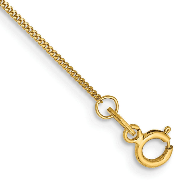 14K .9mm Curb with Spring Ring Clasp Anklet
