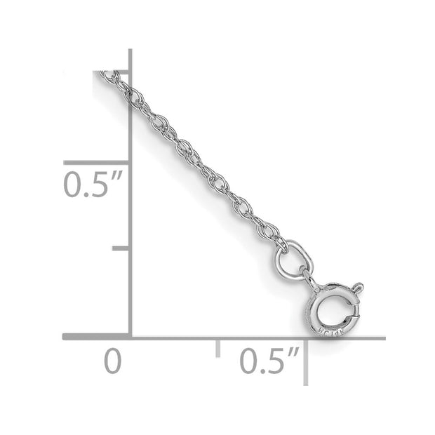 14K White Gold .8mm Light Baby Rope with Spring Ring Clasp Chain