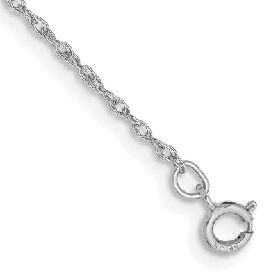 14K White Gold .8mm Light Baby Rope with Spring Ring Clasp Chain