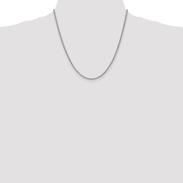 14K White Gold 2.1mm Spiga with Lobster Clasp Chain