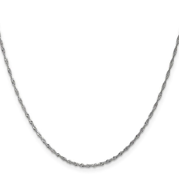 14K White Gold 1.4mm Singapore with Spring Ring Clasp Chain