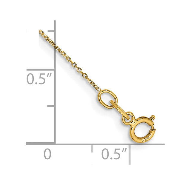 14K .6mm Diamond-cut Round Open Link Cable with Spring Ring Clasp Anklet