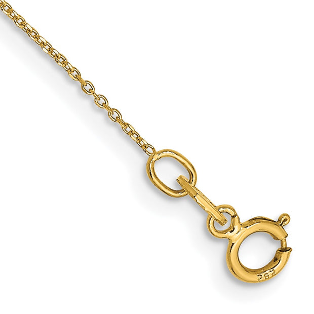 14K .6mm Diamond-cut Round Open Link Cable with Spring Ring Clasp Anklet