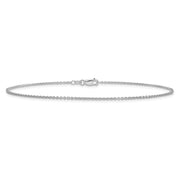 14K White Gold 1.4mm Round Open Link Cable with Lobster Clasp Anklet