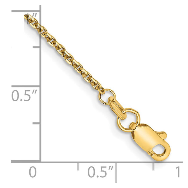 14K 1.45mm Solid Diamond-cut Cable with Lobster Clasp Anklet