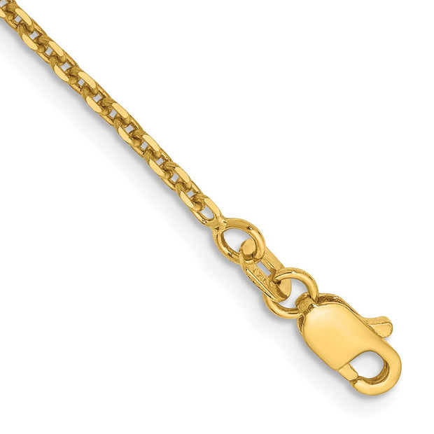 14K 1.65mm Solid Diamond-cut Cable with Lobster Clasp Anklet
