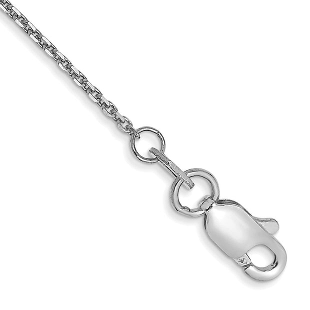 14K White Gold .95mm Diamond-cut Cable with Lobster Clasp Anklet