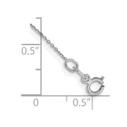 14K White Gold .6mm Diamond-cut Round Open Link Cable with Spring Ring Clasp Anklet