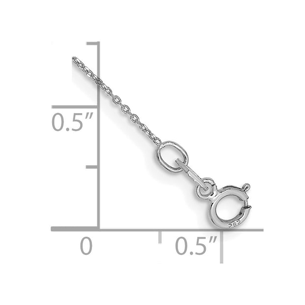 14K White Gold .6mm Diamond-cut Round Open Link Cable with Spring Ring Clasp Anklet