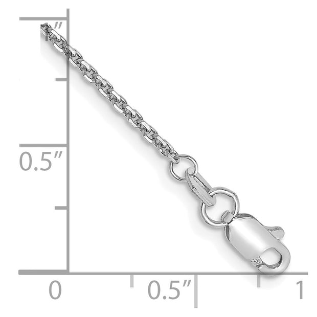 14K White Gold 1.45mm Diamond-cut Cable with Lobster Clasp Anklet