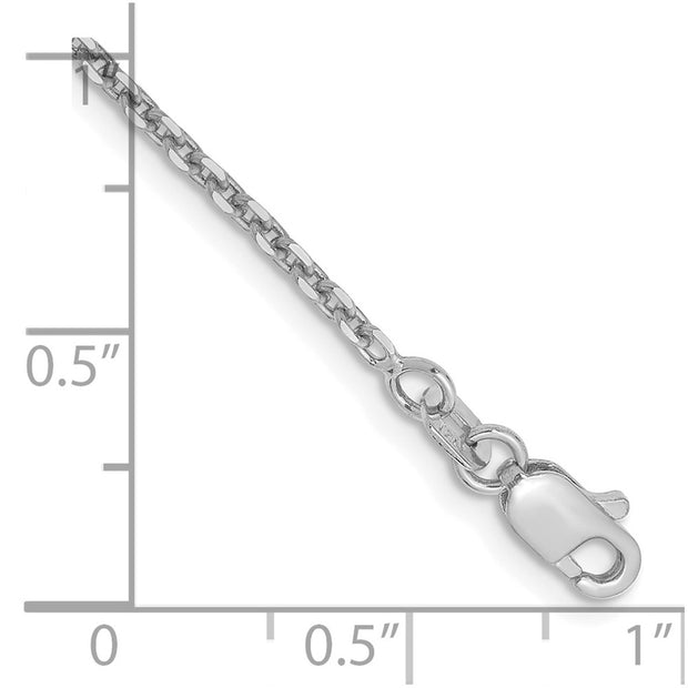 14K White Gold 1.65mm Diamond-cut Cable with Lobster Clasp Anklet