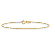 14K 1mm Singapore with Spring Ring Clasp Anklet