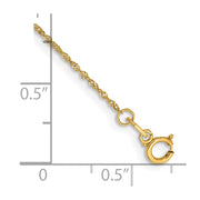 14K 1mm Singapore with Spring Ring Clasp Anklet