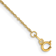 14K 1mm Singapore with Spring Ring Clasp Anklet