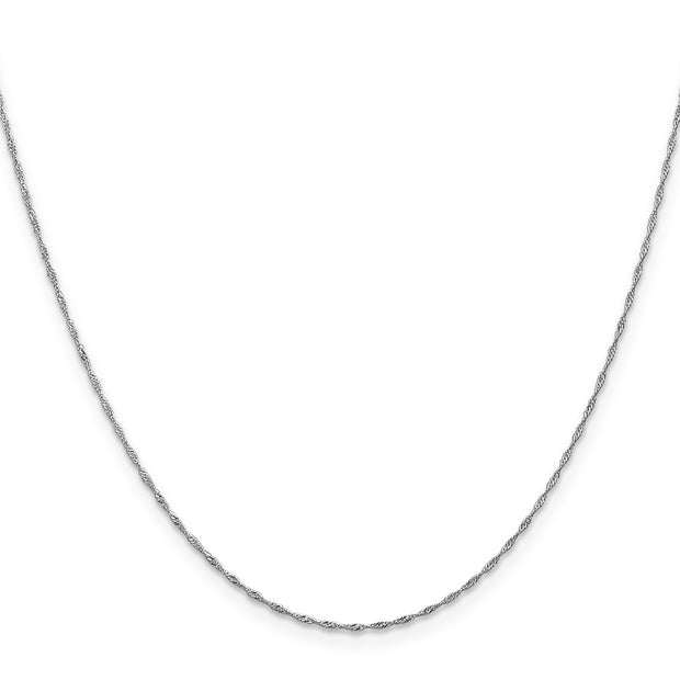 14K White Gold 1mm Singapore with Spring Ring Clasp Chain