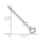 14K White Gold 1mm Singapore with Spring Ring Clasp Anklet