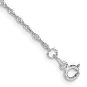 14K White Gold 1.10mm Singapore with Spring Ring Clasp Chain
