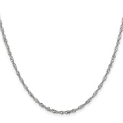 14K White Gold 2.0mm Singapore with Lobster Clasp Chain