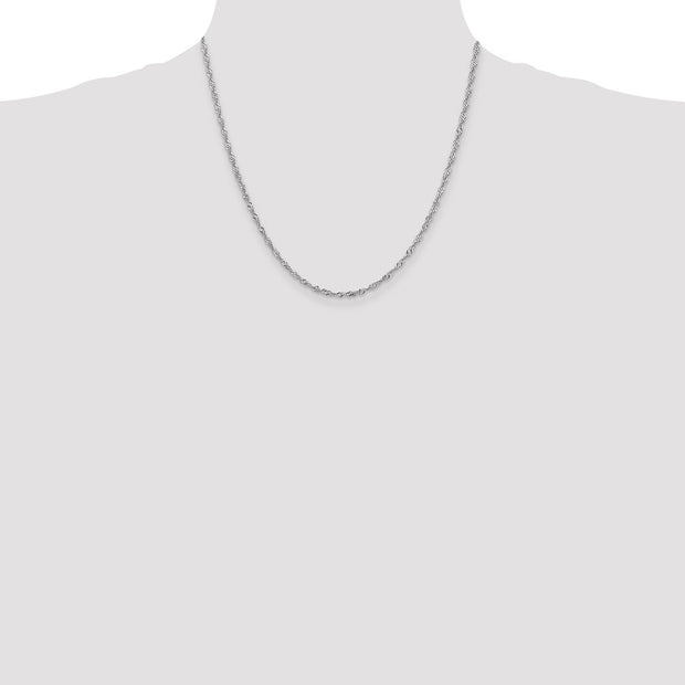 14K White Gold 2.0mm Singapore with Lobster Clasp Chain