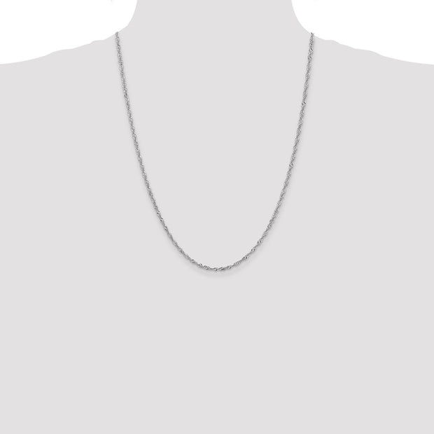 14K White Gold 2.0mm Singapore with Lobster Clasp Chain