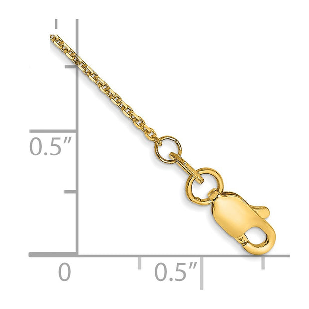 14K .95mm Diamond-cut Cable with Lobster Clasp Anklet