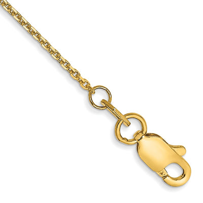 14K .95mm Diamond-cut Cable with Lobster Clasp Anklet
