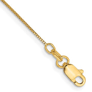 14K .5mm Box with Lobster Clasp Anklet