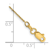 14K .8mm Diamond-cut Round Open Link Cable with Lobster Clasp Anklet