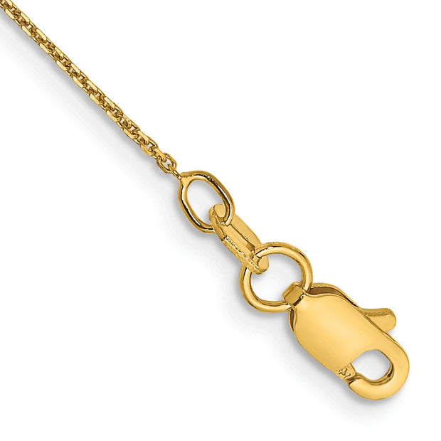 14K .8mm Diamond-cut Round Open Link Cable with Lobster Clasp Anklet
