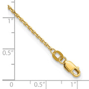 14K 1.4mm Diamond-cut Round Open Link Cable with Lobster Clasp Anklet