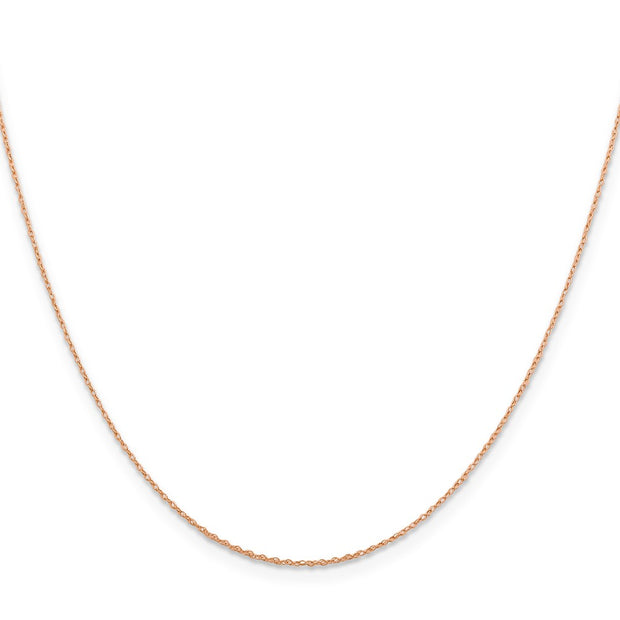 14K Rose Gold 1.15mm Baby Rope with Spring Ring Clasp Chain