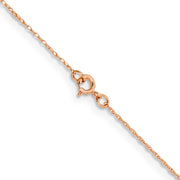14K Rose Gold 1.15mm Baby Rope with Spring Ring Clasp Chain