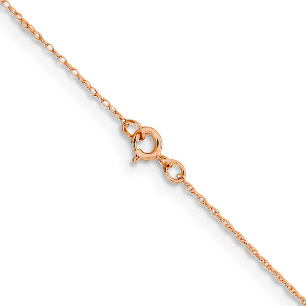 14K Rose Gold 1.15mm Baby Rope with Spring Ring Clasp Chain