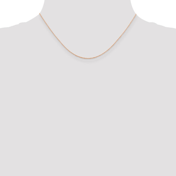 14K Rose Gold .8mm Baby Rope with Spring Ring Clasp Chain